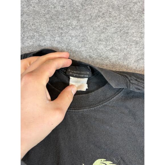 VINTAGE Star Wars Yoda Pull My Finger Shirt Mens XL Black Graphic Movie Y2K Tee - Picture 6 of 7